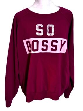 Joe Boxer So Bossy Maroon Graphic Sweatshirt Polyester Cotton Plus Girl 2X